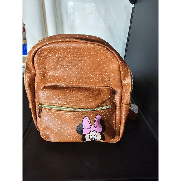 Fast Forward Disney Minnie Mouse Polka Dots Backpack Purse Brown NWT - Picture 1 of 5